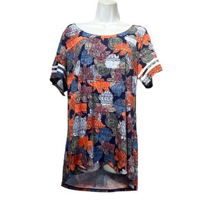 Lularoe Classic Tee Shirt short sleeve top Floral blue white Shirt XL